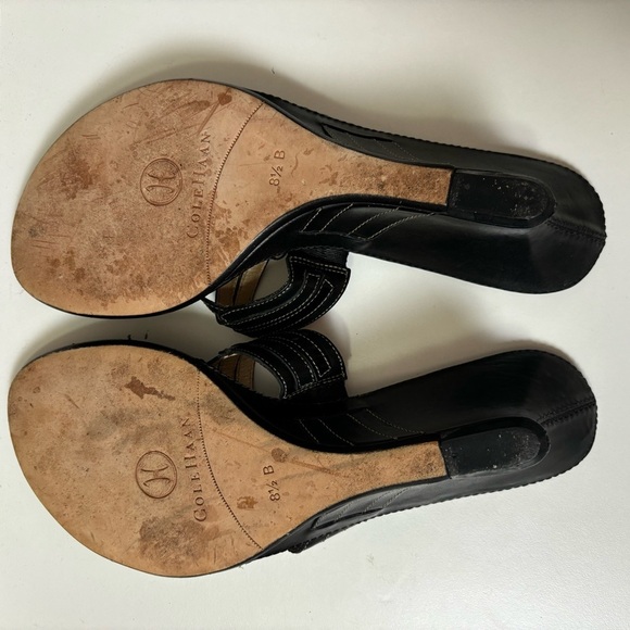 Cole Haan Buckle Strap Leather Wedge Flip Flop Style Sandals 8.5 - Picture 4 of 10